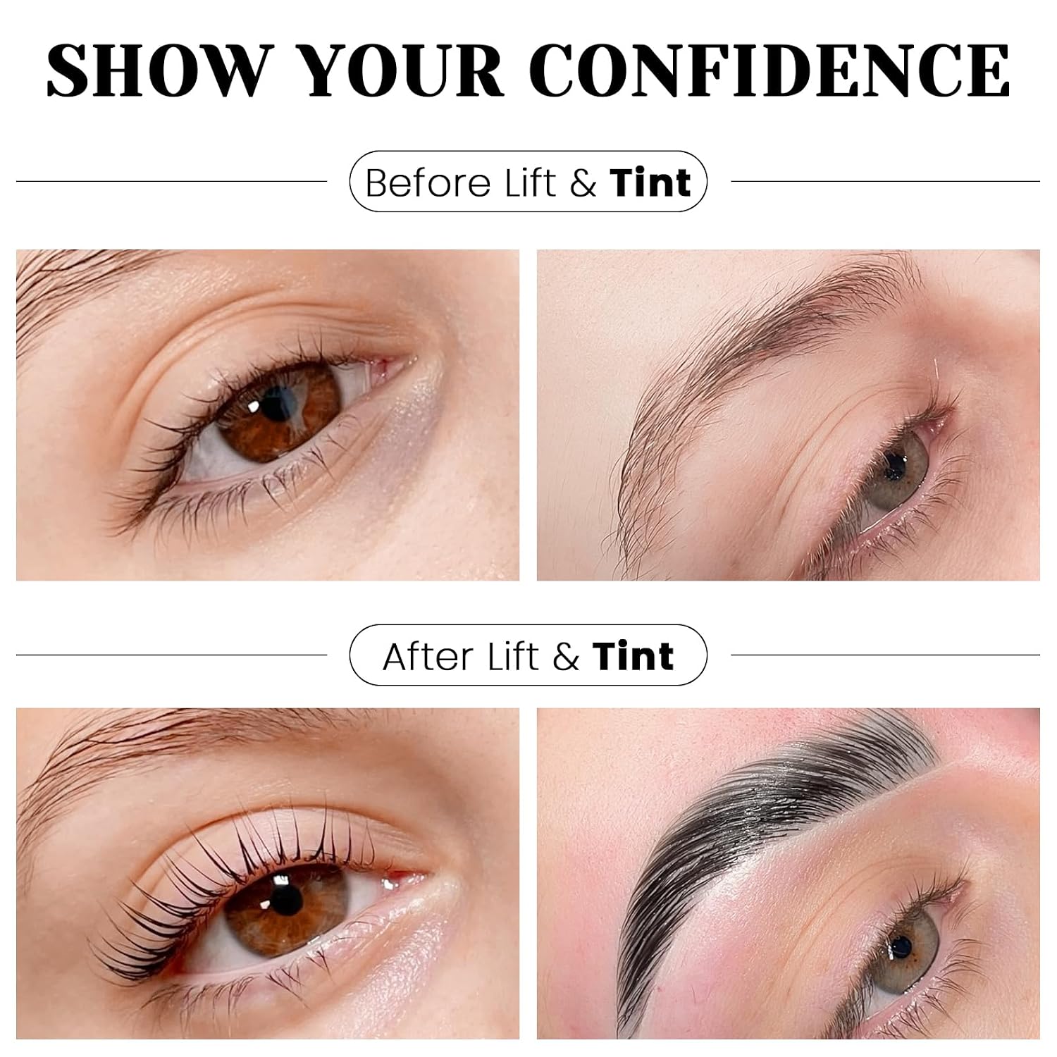 Lash Lift and Color Kit Black, 4-in-1 Eyelash Perm and Brow Lamination Set with 15ml Large Volume Black Cream, DIY