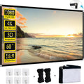 Foldable 60-inch Projector Screen, XINLEMY 4K 16:9 HD Portable Projection Movie Screen Double-Sided Cinema Screen for