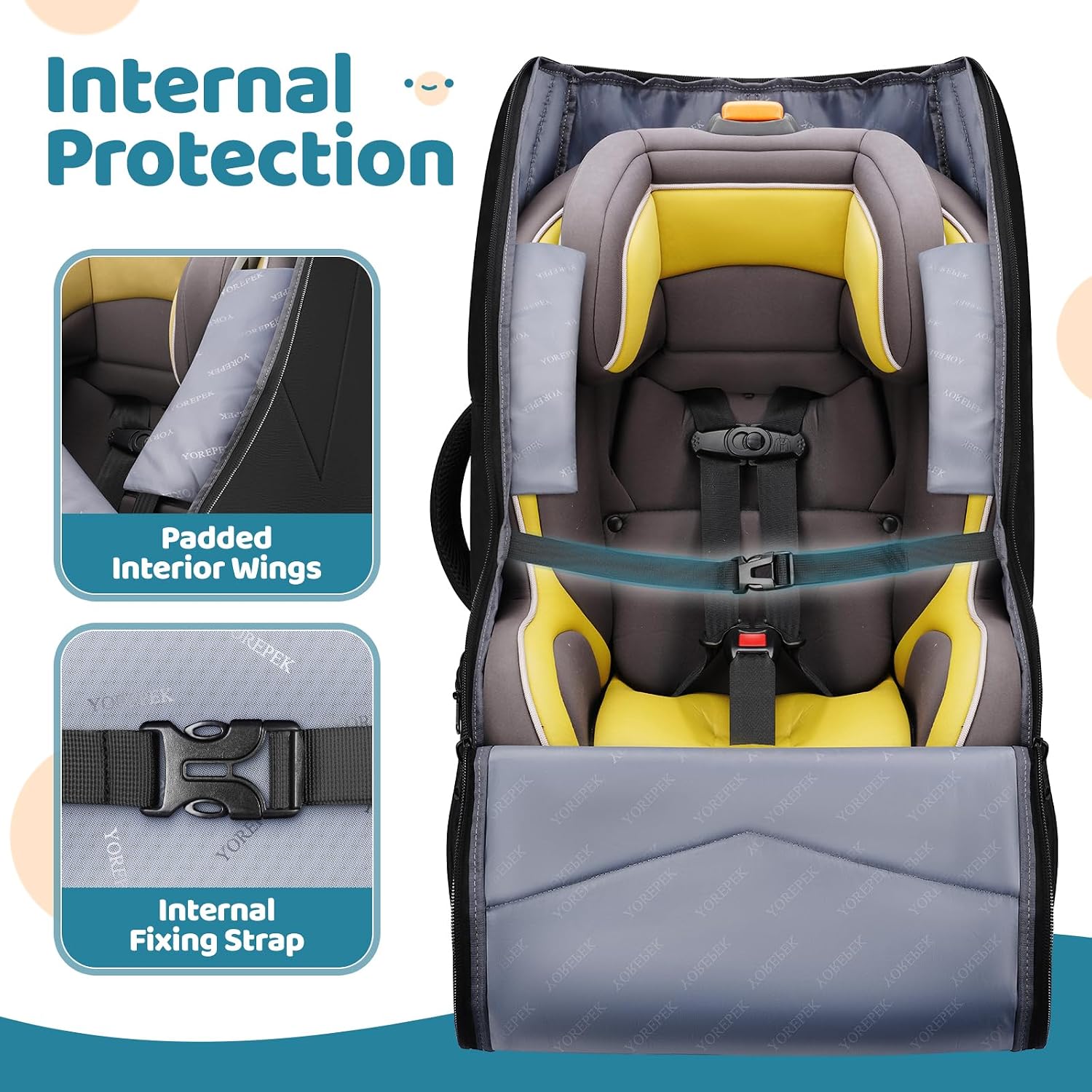 Car Seat Carrier Bag for Airport, Baby Travel Essentials | Shoulder Strap, Waist Strap, Padded Portective, PU Leather