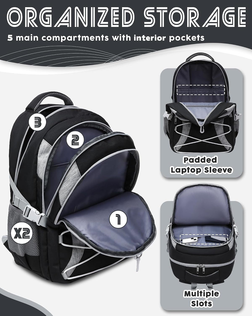 Middle High School Backpack for Boys Girls Large Bookbag with Laptop Compartment Back to School Book Bags for Teens