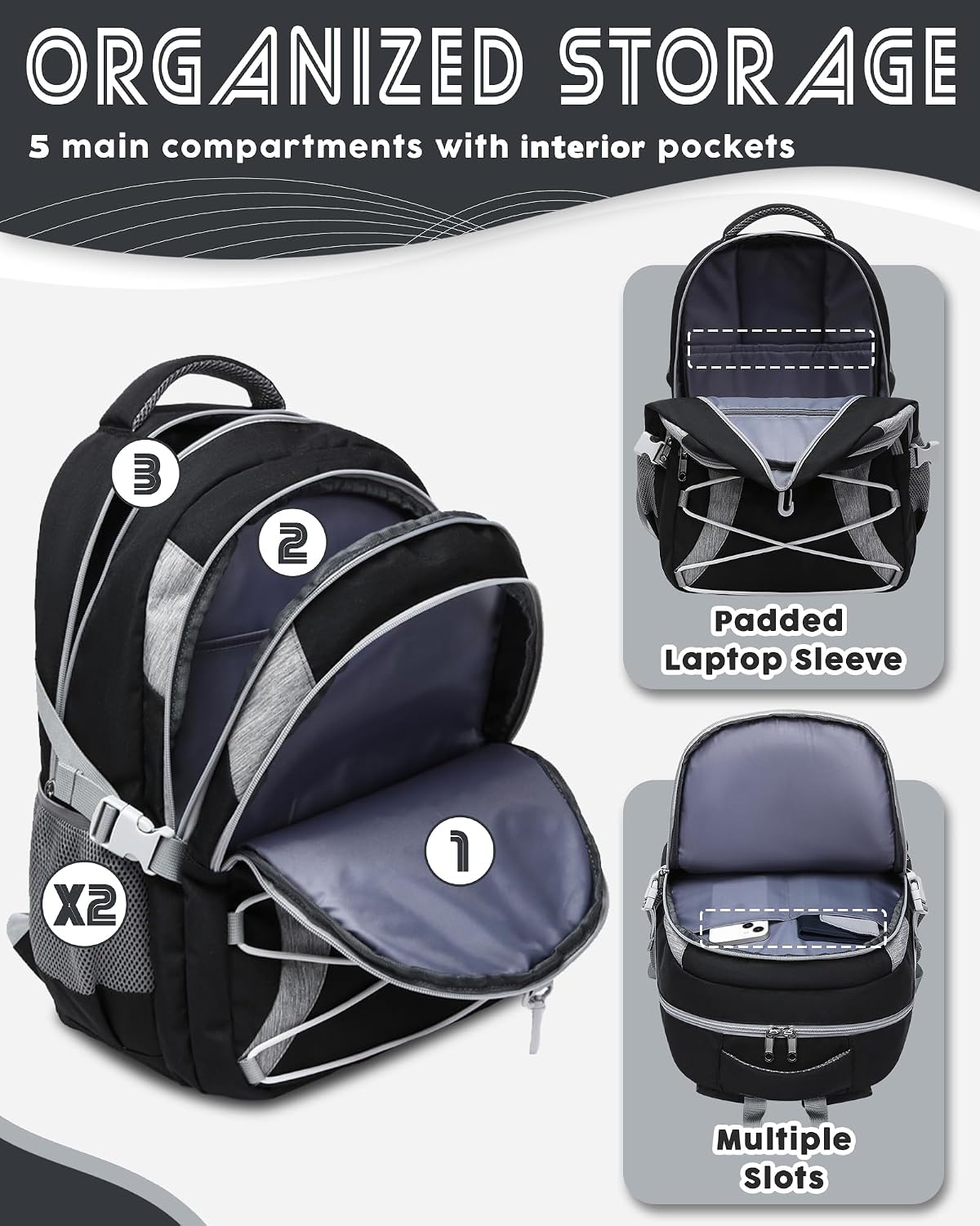 Middle High School Backpack for Boys Girls Large Bookbag with Laptop Compartment Back to School Book Bags for Teens