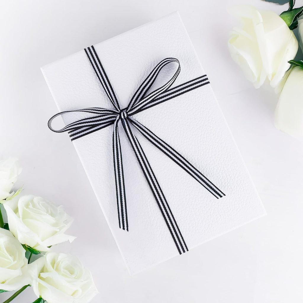 Black and White Striped Ribbon - 3/8 Inch x 55 Yards