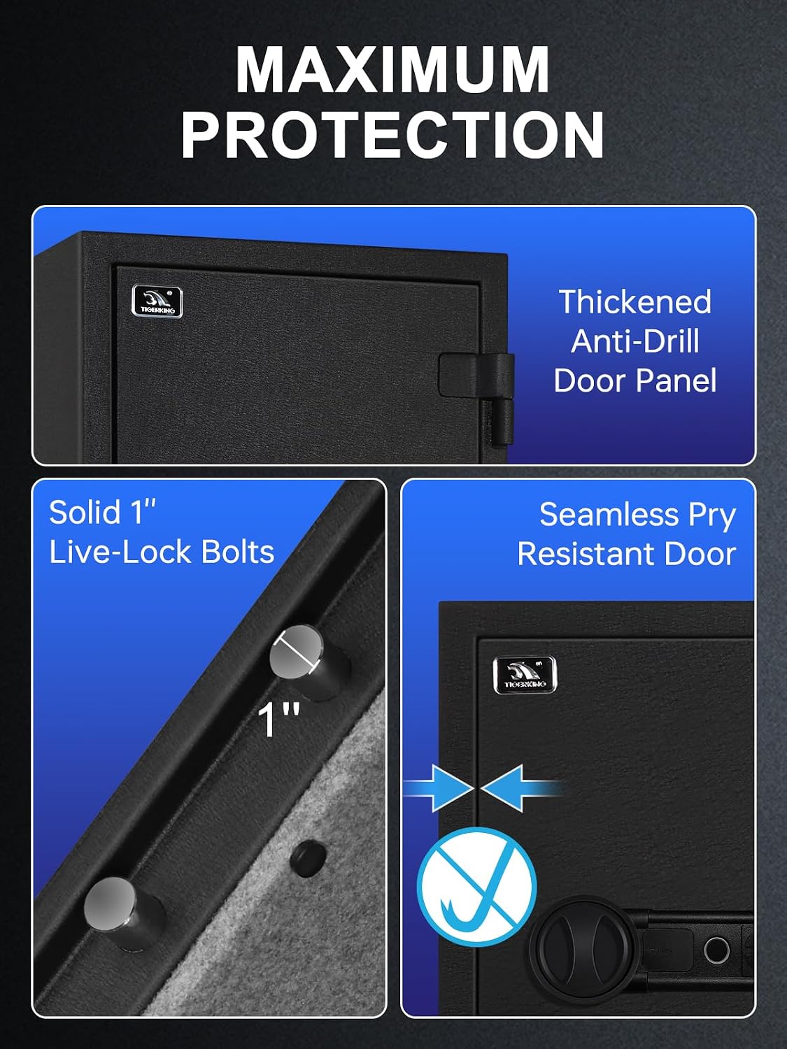 Biometric Fingerprint Fireproof Safe for Home Office | 3.47 Cu Ft Solid Steel Security Safe with Removable Shelf