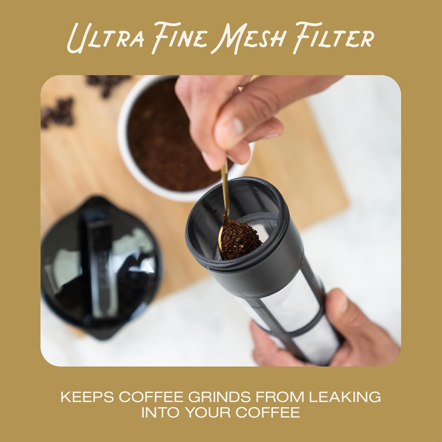 Deluxe Cold Brew Coffee Maker - BPA-Free Tritan Pitcher with Airtight Leakproof Lid, Silicone Grip Handle, Fine-Mesh