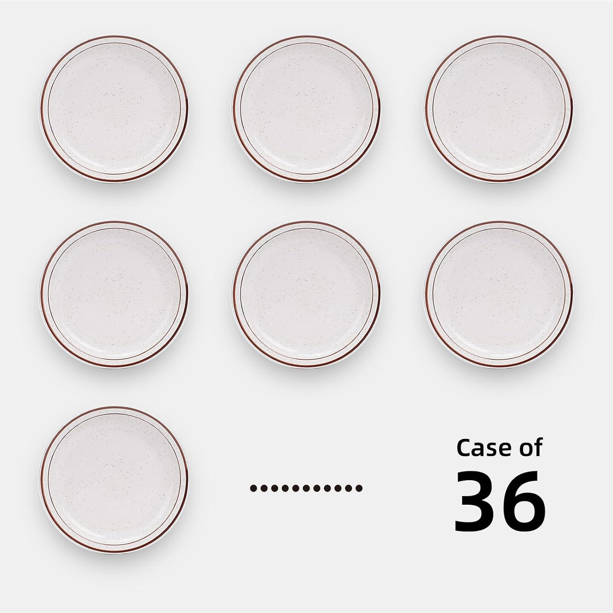 Stoneware Narrow Rim Brown Speckle, Plate 6.5", Case of 36