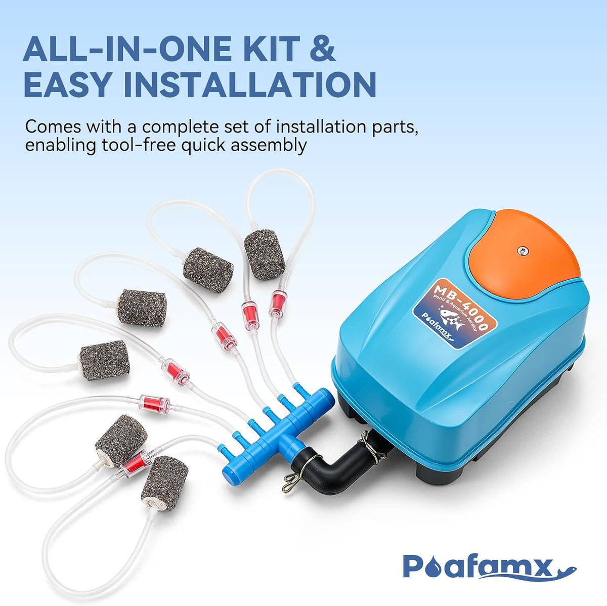 Aquarium Air Pump 110V, Powerful 475GPH Pond Aerator Quiet