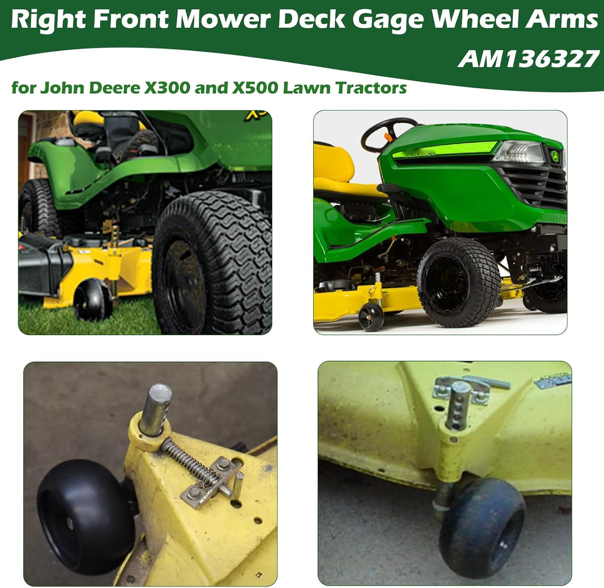 AM136327 Mower Deck Gage Wheel Arm Right Front or Left Rear 3/4” Dia. for John Deere X300, X304, X310, X320, X324, X340, X360, X500, X530, X534, X540, 570, X590, 48In & 54In Mower Decks