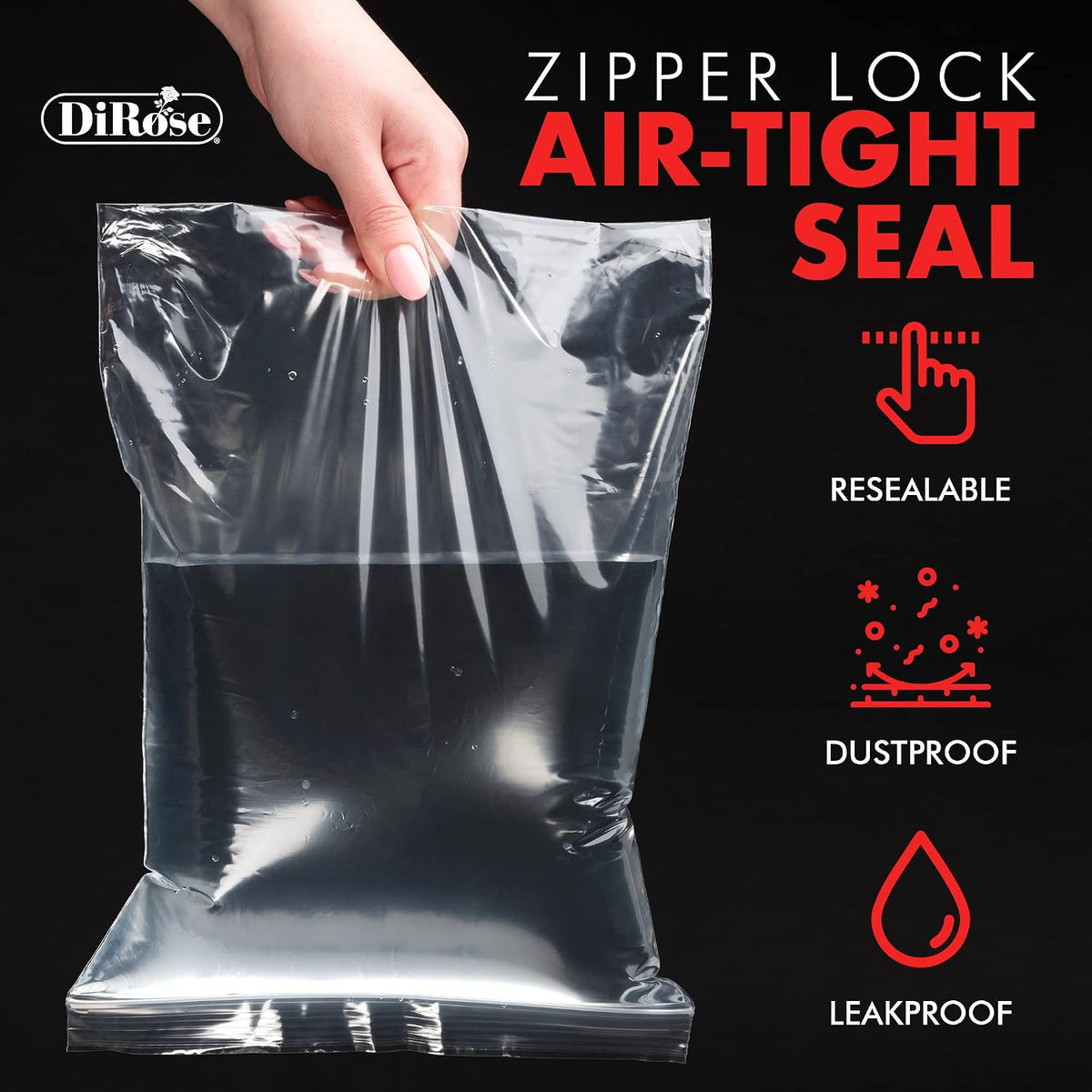 Reclosable Poly Zip Top Bags - 6" x 8" (100 Count), 4 Mil - Resealable Plastic Bags with Zipper - Clear Bags for