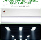 E2 Lighting 2 Pack 2x4 LED Troffer, LED Light with Emergency Battery Backup