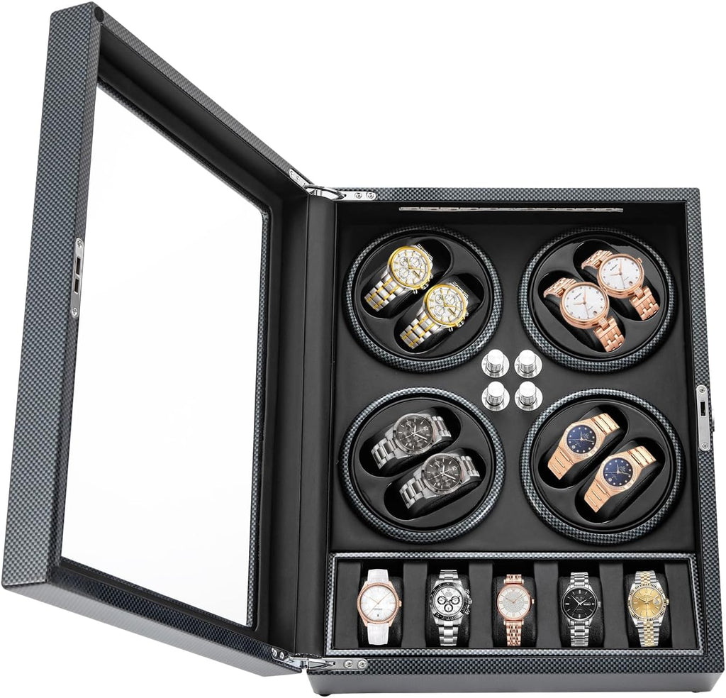 Watch Winder for Automatic Watches, 8+5 Automatic Watch Winder Box Watch Display Organizer Storage Case with Built-in