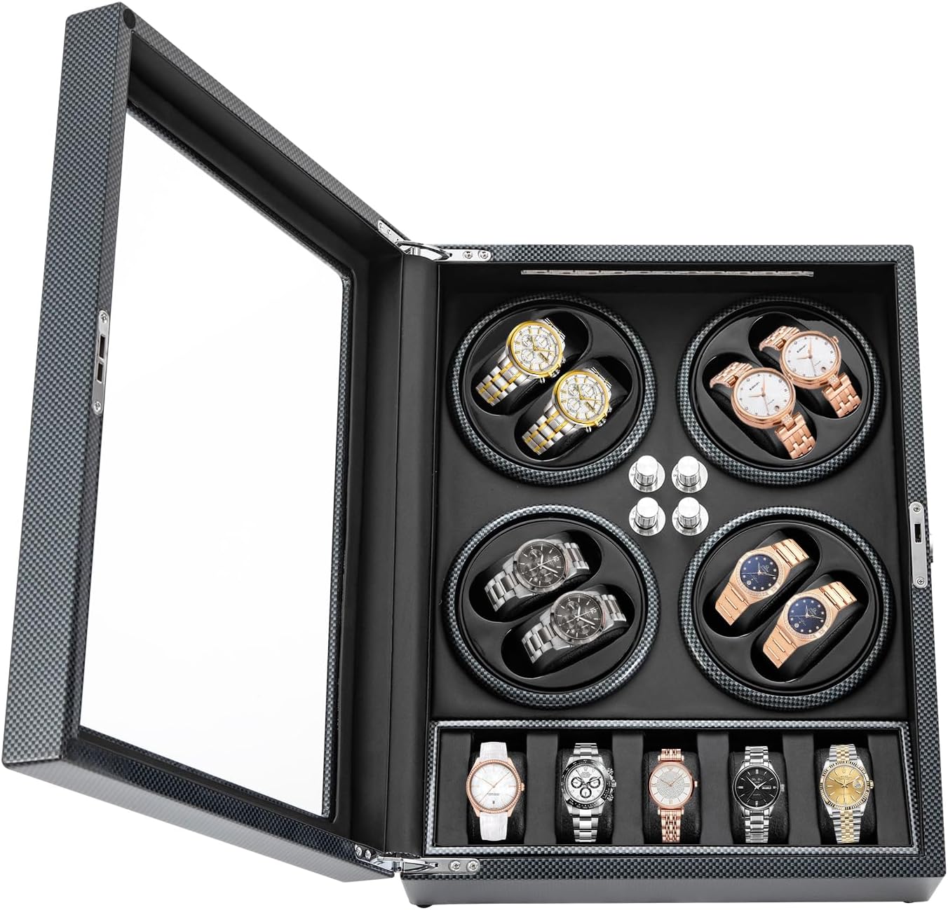 Watch Winder for Automatic Watches, 8+5 Automatic Watch Winder Box Watch Display Organizer Storage Case with Built-in