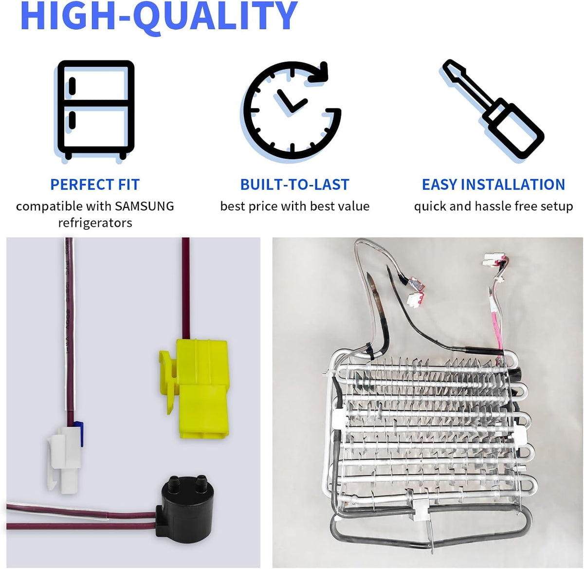 DA47-00322J Refrigerator Defrost Heater Replaces AP5588402, DA47-00322B, 2997730, PS4140683, PD00024172, EAP4140683 Compatible with Sam-sung