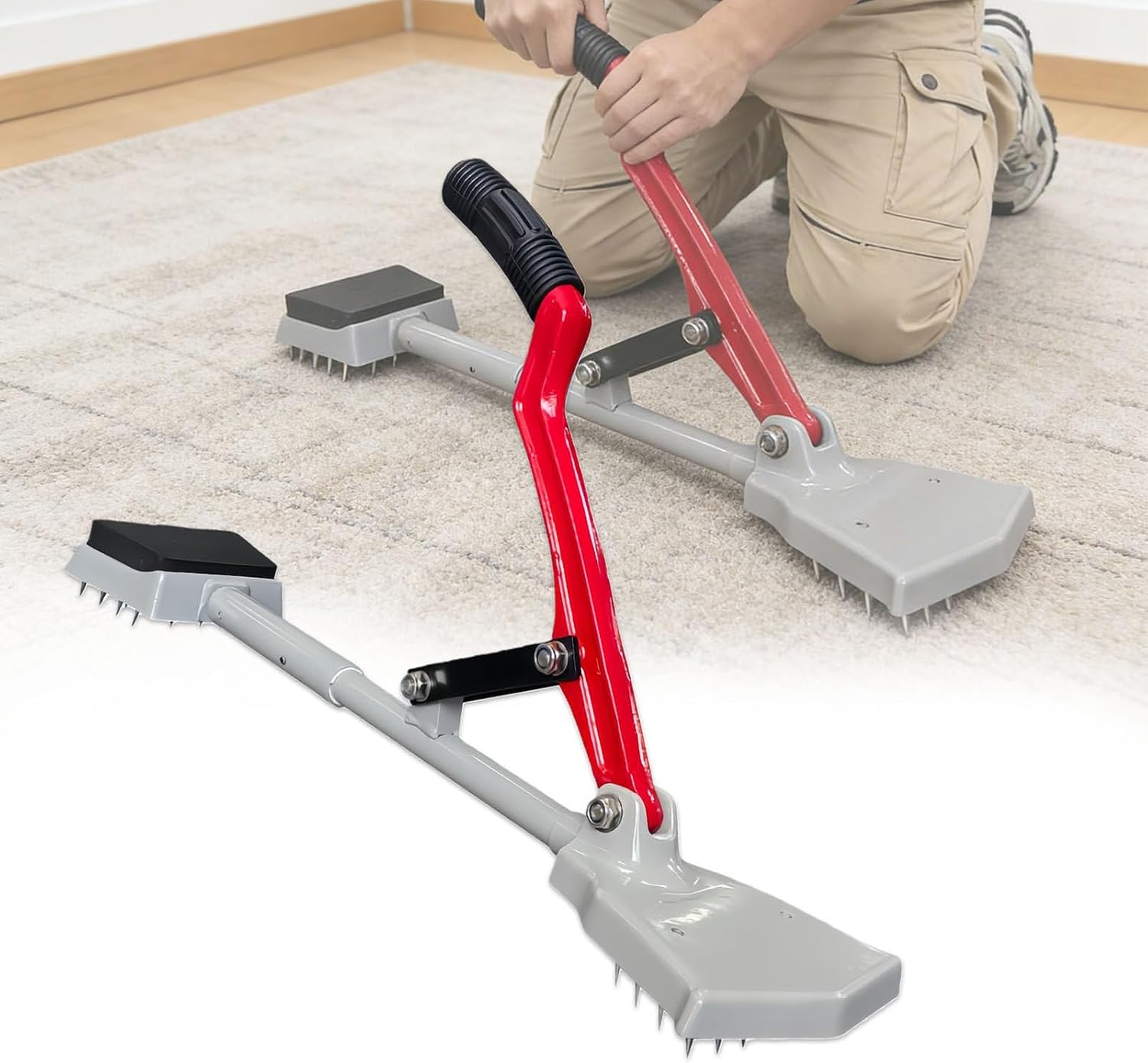 Kneeless Carpet Stretcher Tool - Professional Carpet Stretcher Knee Kicker (80cm) With Soft Rubber Handle & Grippers