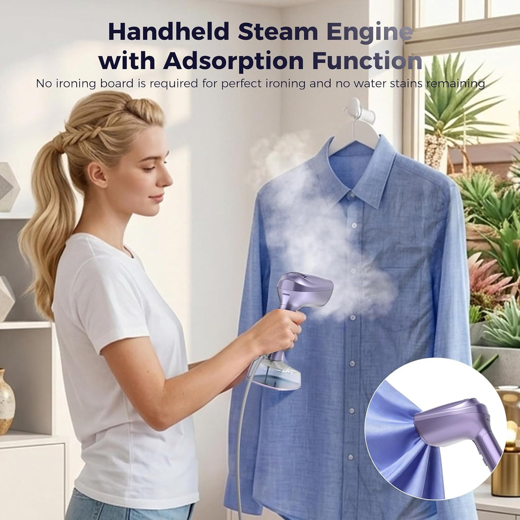 Vacuum Steamer for Clothes, 3500Pa Suction Handheld Clothes Steamer,Equipped with multiple modes，Portable Travel