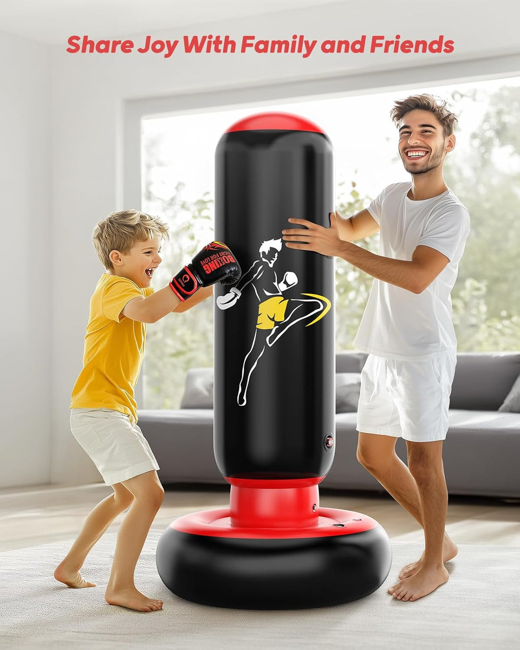 Kids Punching Bag Toy with Boxing Gloves, 66 Inch Larger Stable Kids Inflatable Boxing Bag Set, Gifts for Boys &