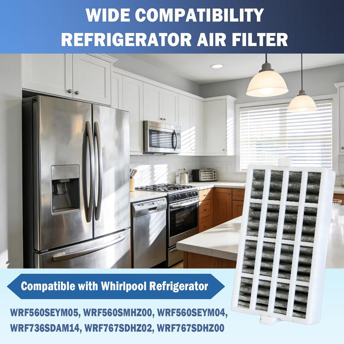 Refrigerator Air Filter Fit for WRF560SEYM05, WRF560SMHZ00, WRF560SEYM04