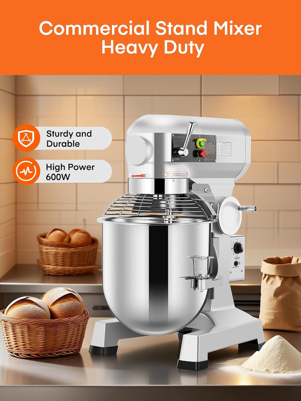 Commercial Mixer, Commercial Food Mixer, Dough Mixer with Stainless Steel