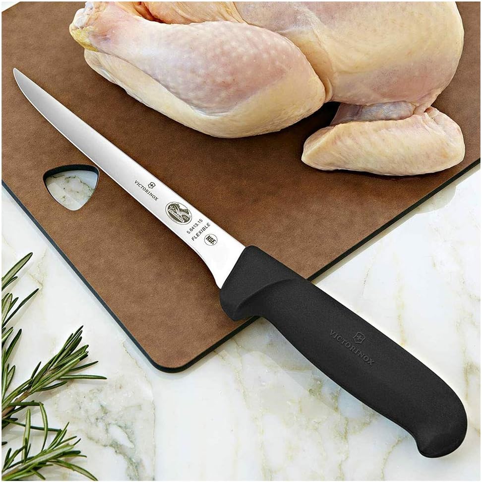 Fibrox 6 Inch Flexible Boning Knife, Straight Blade, Black