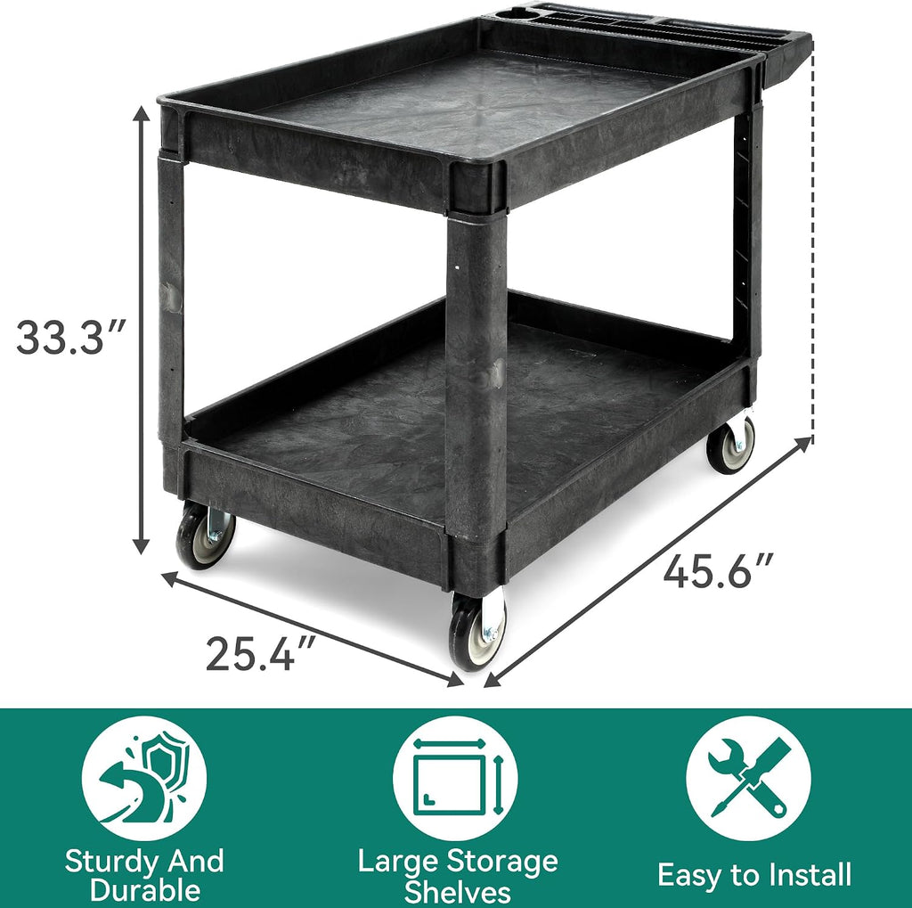 Utility Cart on Wheels 45 x 25 Inch w/Swivel Wheels(2 Brake)