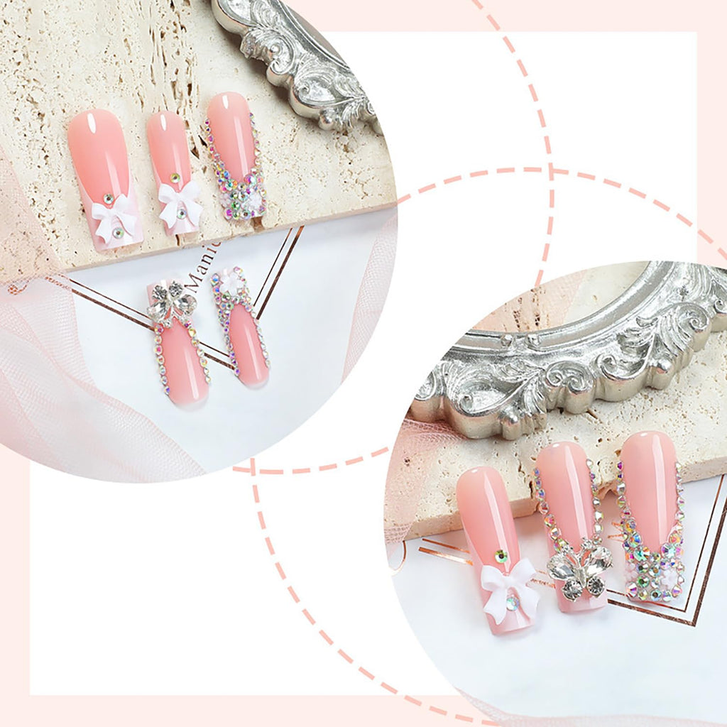 Press on Nails Long Coffin Shaped Acrylic Square False Nails with Designs Artificial Extra Long Length Coffin Fake