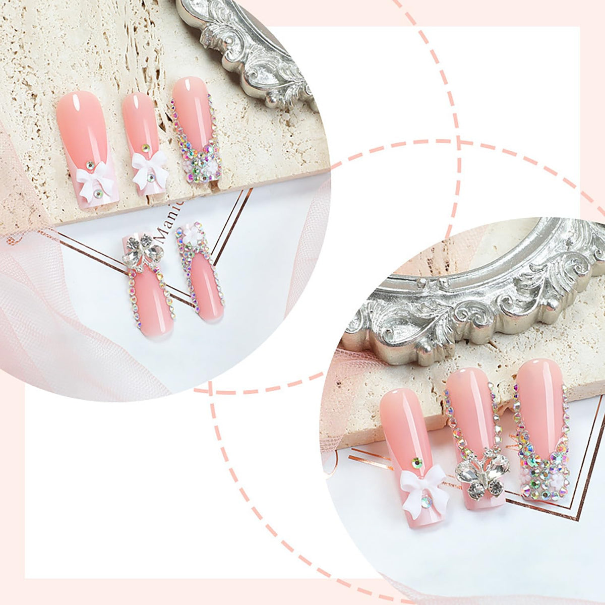 Press on Nails Long Coffin Shaped Acrylic Square False Nails with Designs Artificial Extra Long Length Coffin Fake