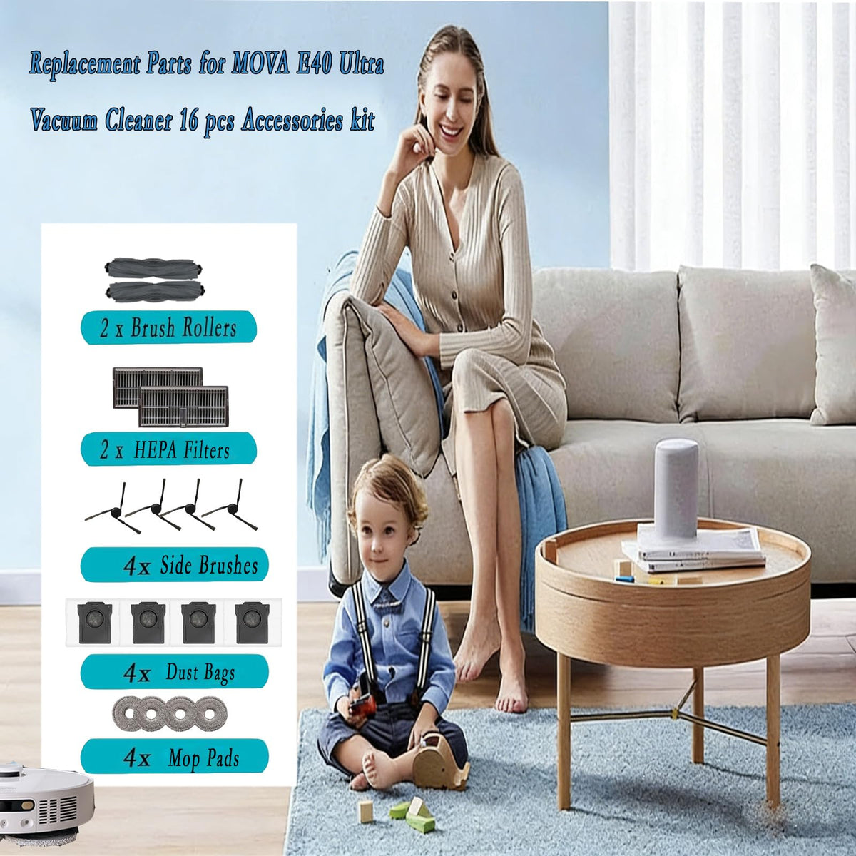 P20 Ultra Replacement kit for Mova E40 Ultra Robot Vacuum Accessories
