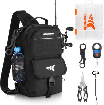 Everyday Essential Sling Tackle Bag & Tool Set, Fishing Scale & 3500-Tackle Box Waterproof, 7" Pliers, Lip Gripper