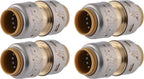 SharkBite Max 1/2 Inch Coupling, Pack of 4, Push to Connect Brass Plumbing Fitting, PEX Pipe, Copper, CPVC, PE-RT, HDPE, UR008A4