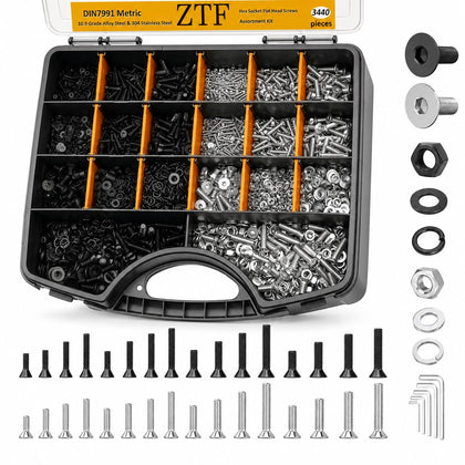 3440pcs Metric Screw Assortment Kit, M2 M3 M4 M5 Machine Screws