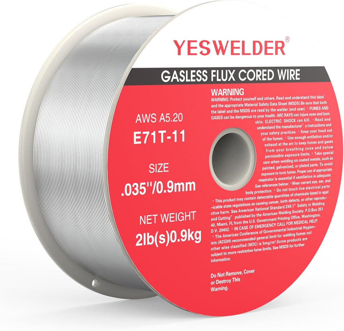 YESWELDER E71T-11 Gasless Flux Core MIG Wire, 0.035 in 2 lb