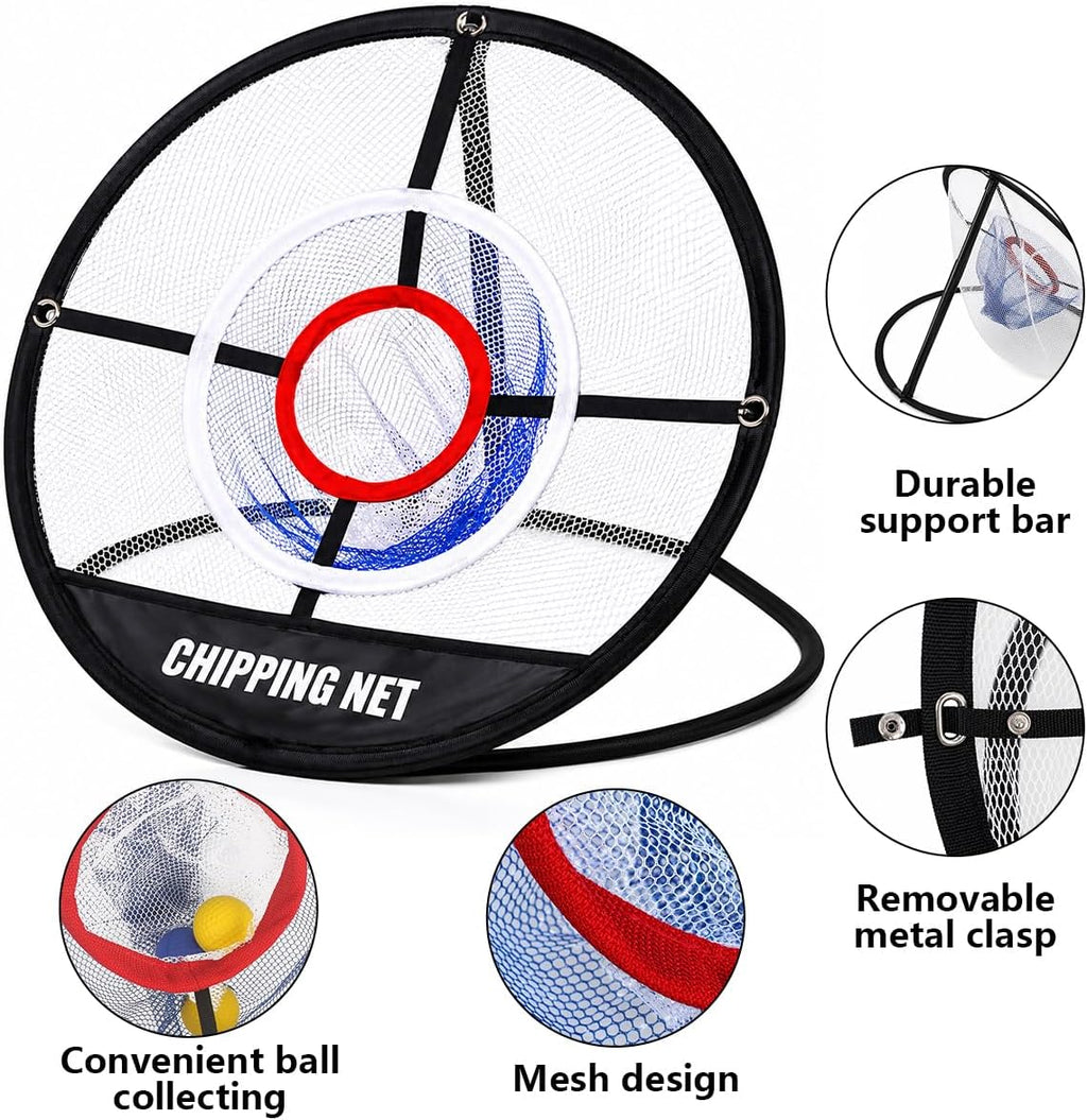 Golf Practice Net with Hitting Mat, Portable Training Aid