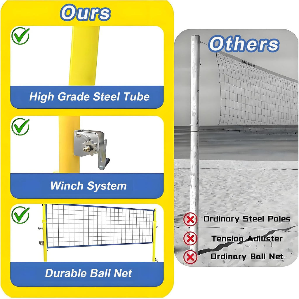 Adjustable Volleyball Badminton Poles for Backyard, Heavy Duty Portable Nets for Indoor Outdoor Use, Mobile Badminton