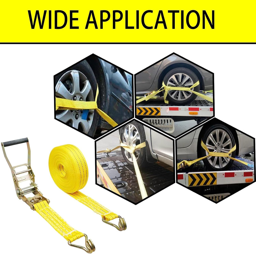 Ratchet Straps Heavy Duty, 8000 LBS Break Strength Ratchet Strap Tie Down, 2” x 20ft Black Tie-Down Ratcheting Cargo