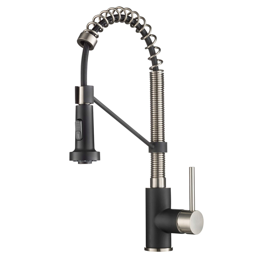 Stainless Steel Matte Black Pull Down Kitchen Faucet KPF-1610SFSMB