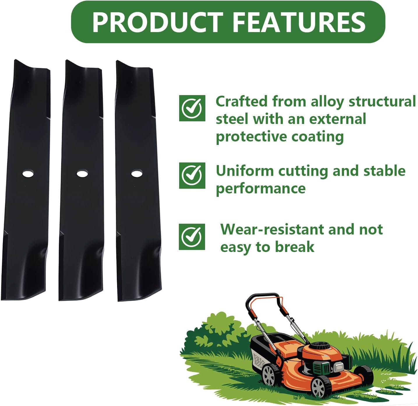 601124 Lawn Mower Blades for Hustler 54 Inch Deck Low Lift Blades Riding Mower Replacement for Fastrak SD Raptor SD
