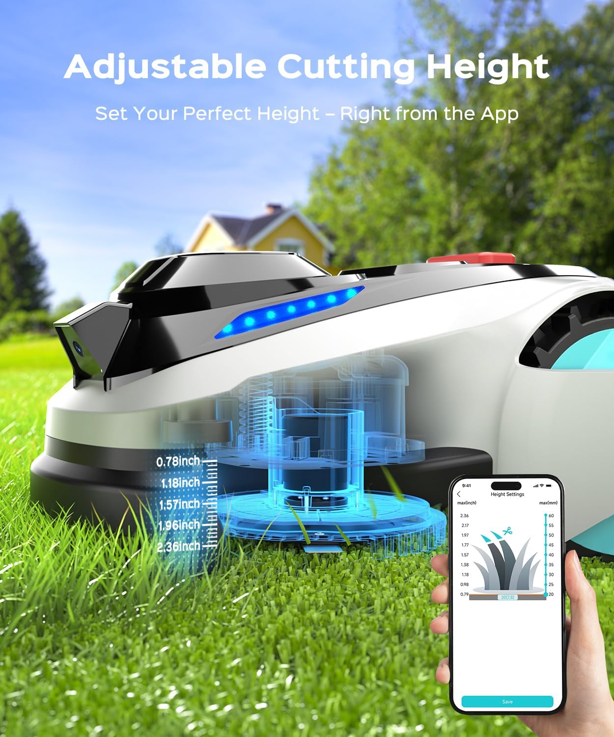 N1600 PRO Wireless Robotic Lawn Mower, RTK & Vision Navigation, Up to 0.4 Acre Coverage, Smart App Control