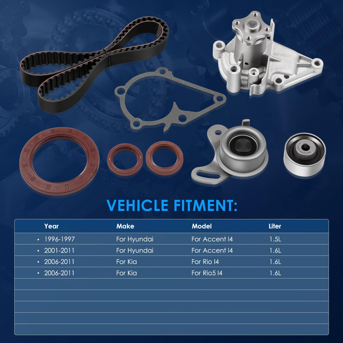 ECCPP Engine Timing Belt Kit with Water Pump Compatible with Hyundai