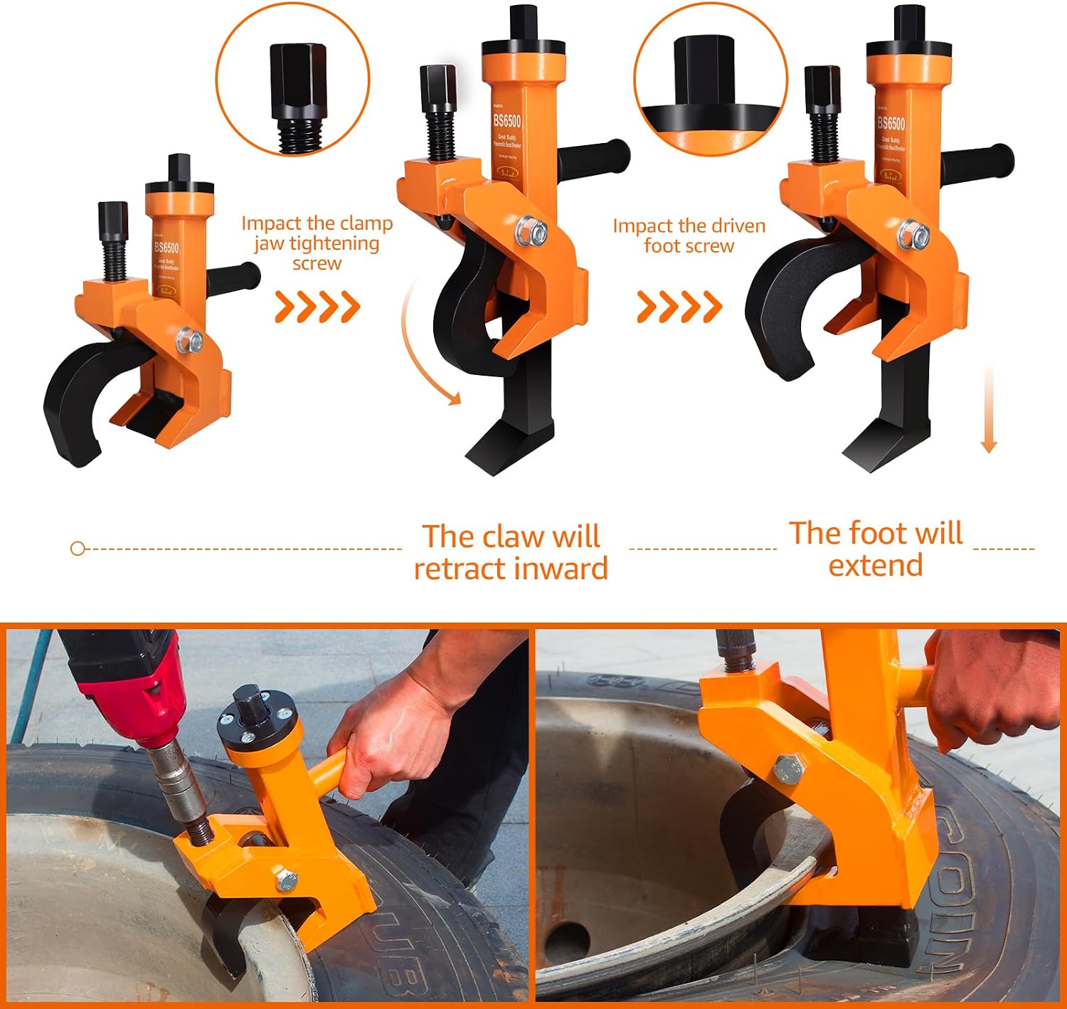 BESTOOL Pneumatic Tire Bead Breaker for Trucks, Tractors, ATVs, RVs, Orange
