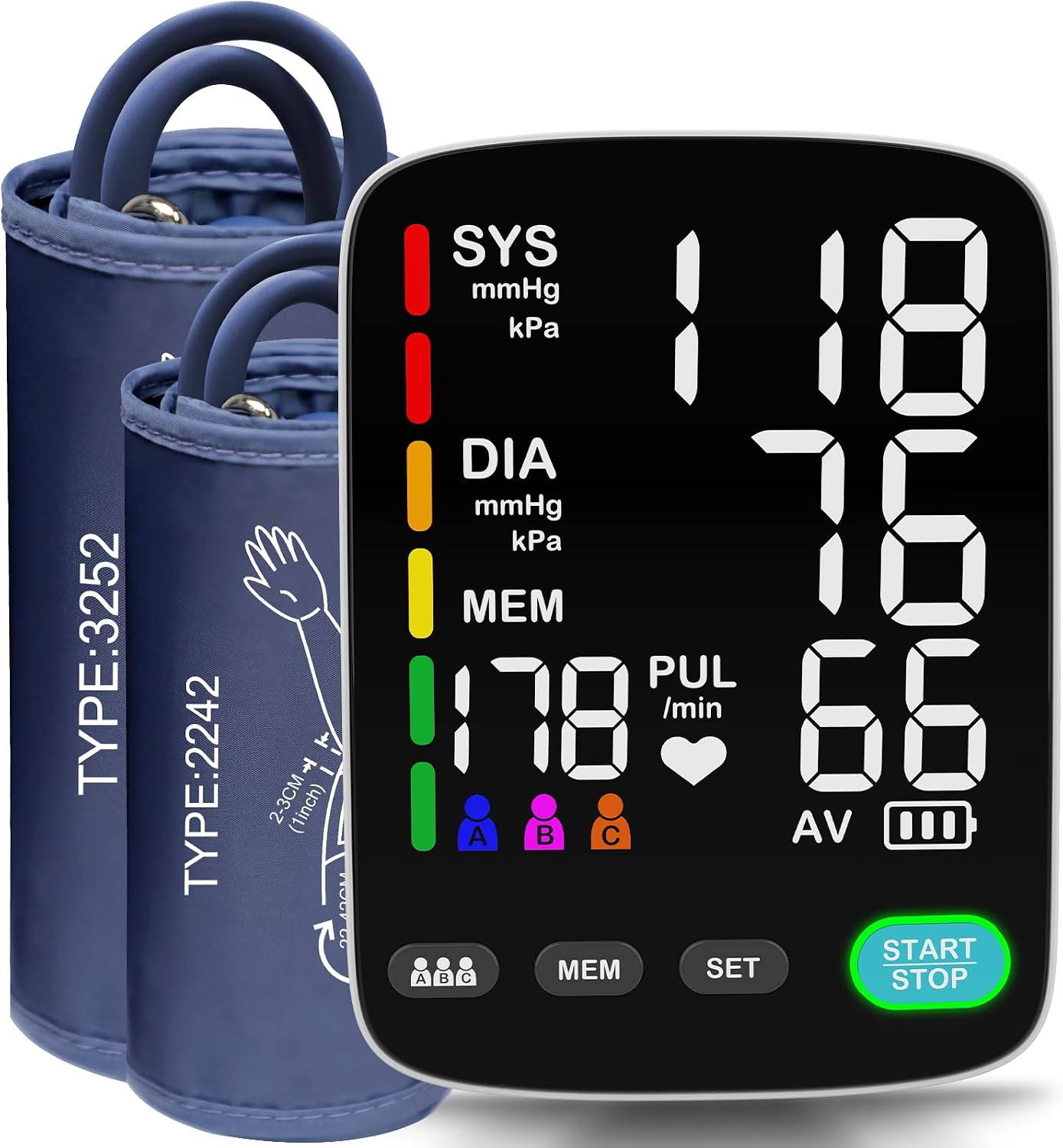 Blood Pressure Monitor,Automatic Upper Arm Blood Pressure Machine with 3x199 readout,5.4 inch LED Large