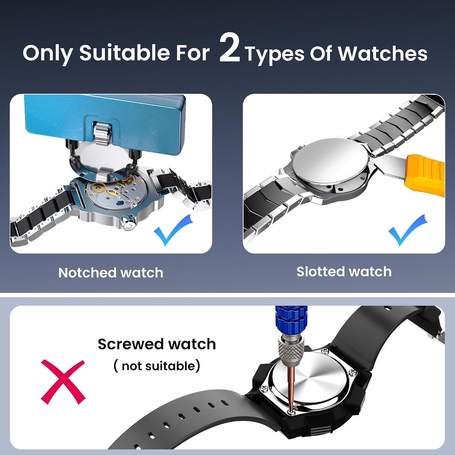 Watch Repair Tool Kit for Battery Replacement, Strap Adjustment Resizing, Watch Link Pin Remover, Watch Opening, Pry