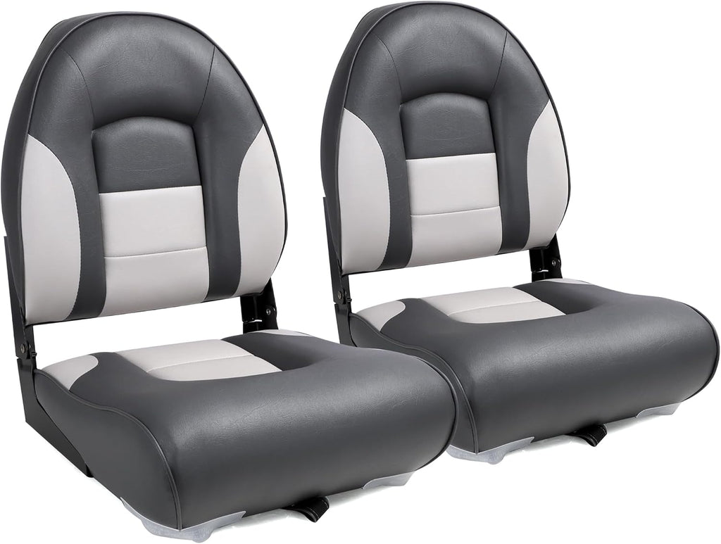 Deluxe A Pair of Marine High Back Folding Boat Chair Fishing Boat Seat,for Fishing, Bass/Jon/Pontoon Boat Chairs, 4