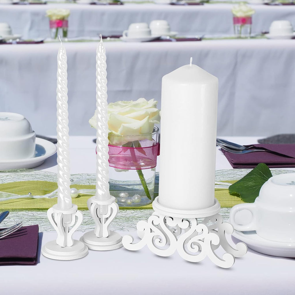 Wooden Unity Candle Holder Set, Wedding Ceremony Centerpiece Decor
