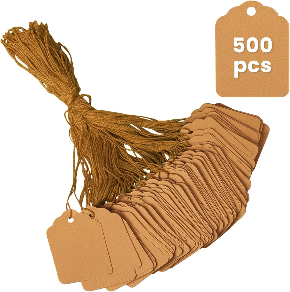 1.8x1.4 Inches Brown Kraft Price Tags with String Attached 500 Pcs