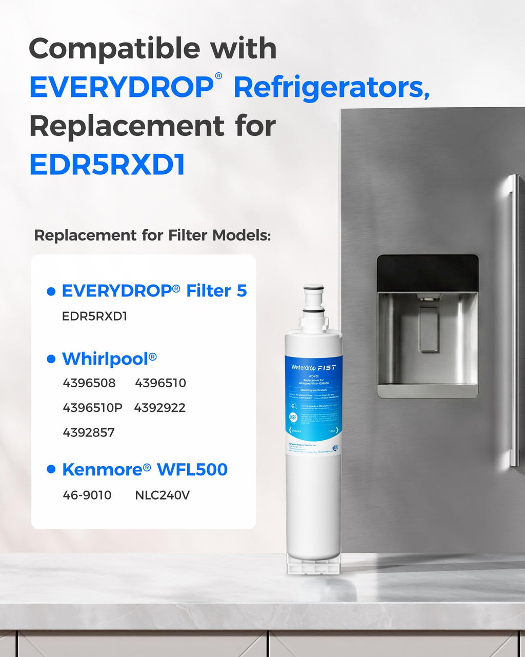Waterdrop 4396508 Water Filter Replacement for EveryDrop Filter 5