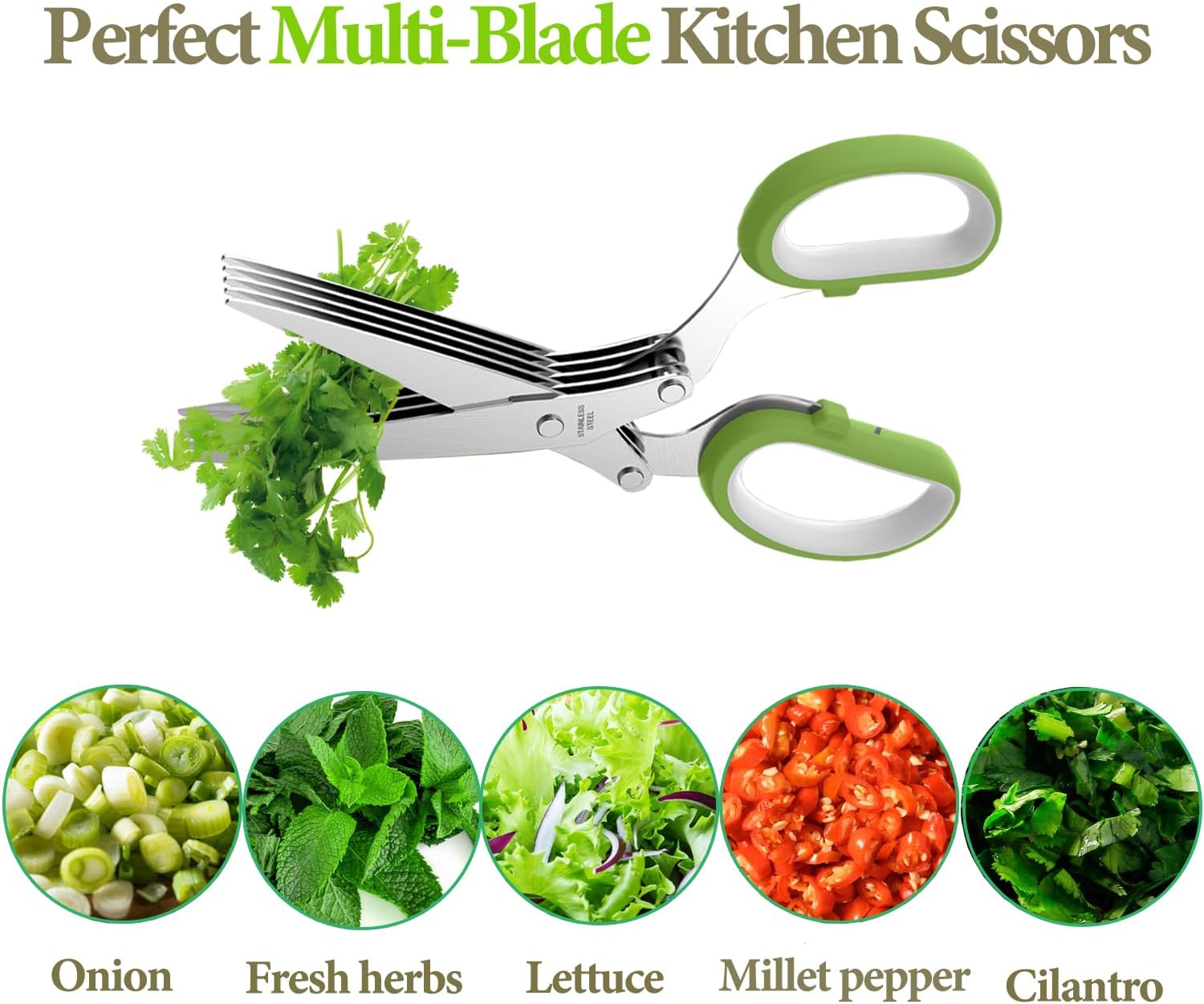 2026 Upgraded Herb Scissors, Effortless Herb Shears Cutter Tool with Sharp Stainless Steel Blades for Fresh Herbs