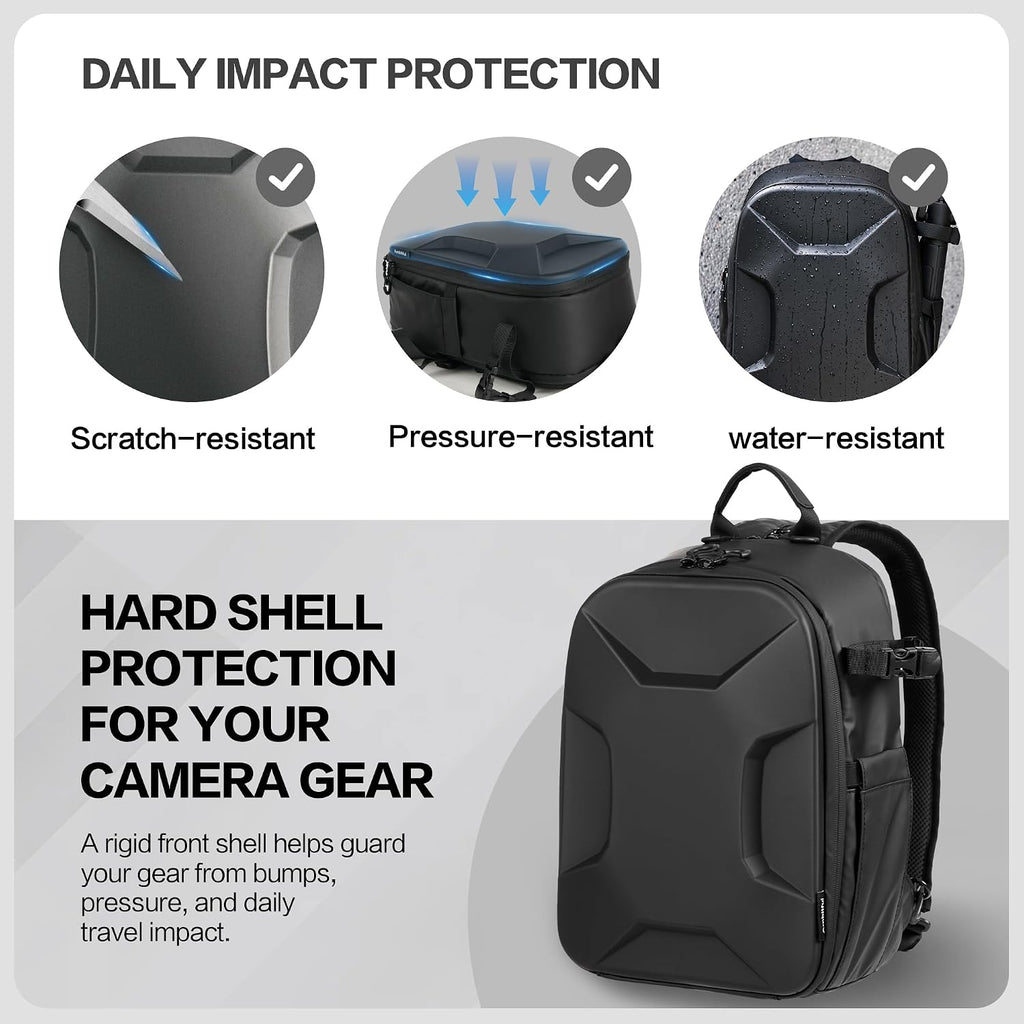 S1 Hard Shell Camera Backpack, 13L for DSLR Mirrorless | Hardshell,Side Opening Pockets, Laptop Compartment and