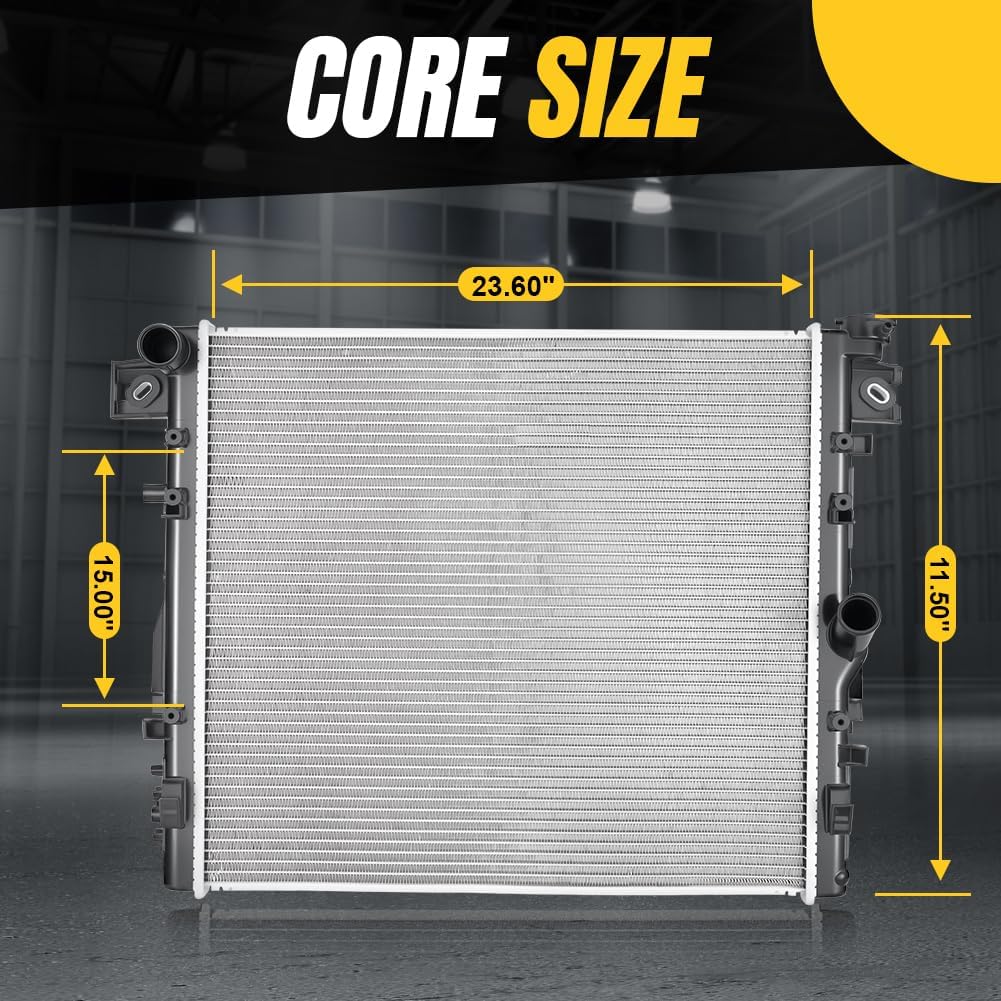 SPELAB CU2957 Radiator Replacement - Fits 2007 2008 2009 2010 2011 2012 2013 2014 2015 2016 2017 Compatible with Jeep Wrangler, 2018 Wrangler JK - 3.6L, 3.8L V6 - Compatible with 4WD, RWD