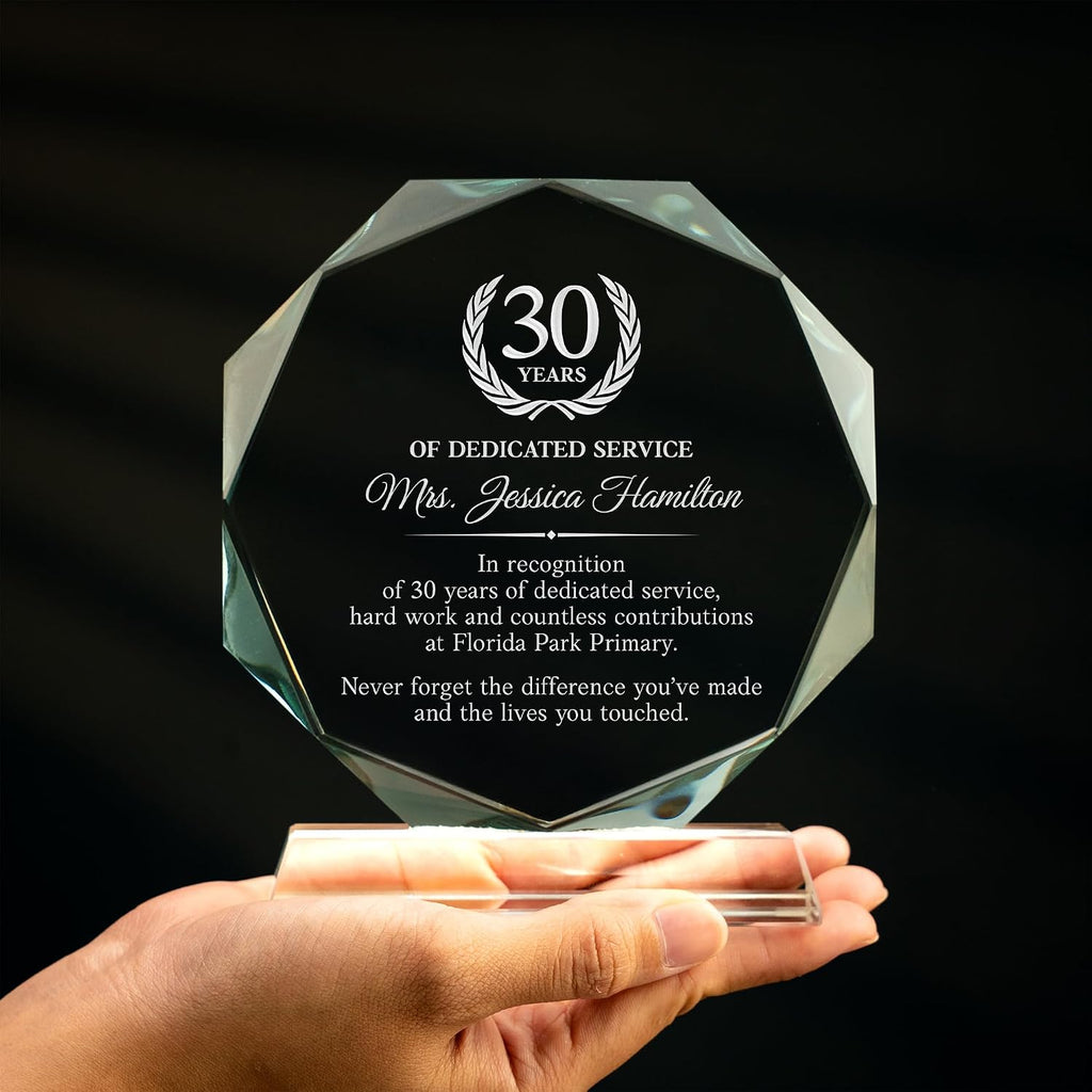 Personalized Employee Appreciation Crystal Award - Engraved Gift for Employee Recognition or Retirement - Custom 6"