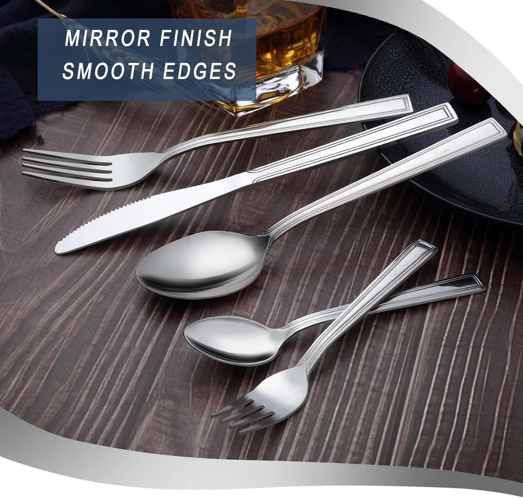 60-Piece Silverware Set - Stainless Steel Silverware Set for 12, Include Fork Knife Spoon Set, Mirror Polished