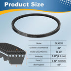 uxcell 2Pcs 3L220 Rubber V Belt, 22" Outer Circ x 0.37" Width x 0.22" Thick